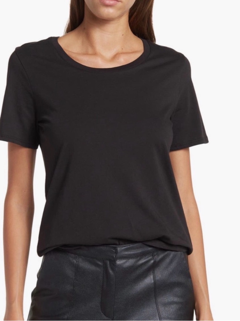 ATM Black Classic Cotton Basic Women’s Crewneck Short Sleeve Tee Shirt Large